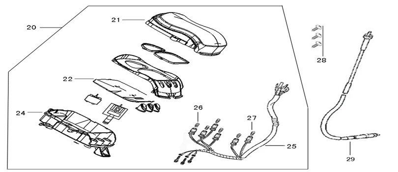 Kilometerteller - Cockpit - Kilometertellerkabel Znen Revival rood wit
