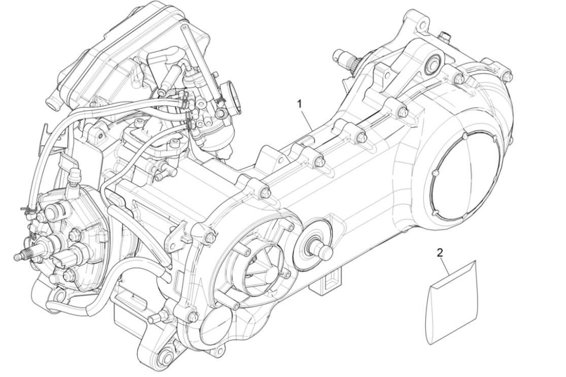 Motorblok compleet Piaggio NRG Power 50 2-takt LC Euro 4