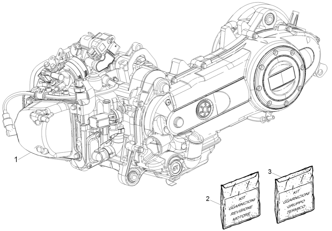 Motorblok compleet Piaggio Liberty 50 4-takt AC IGET 3V Euro 5