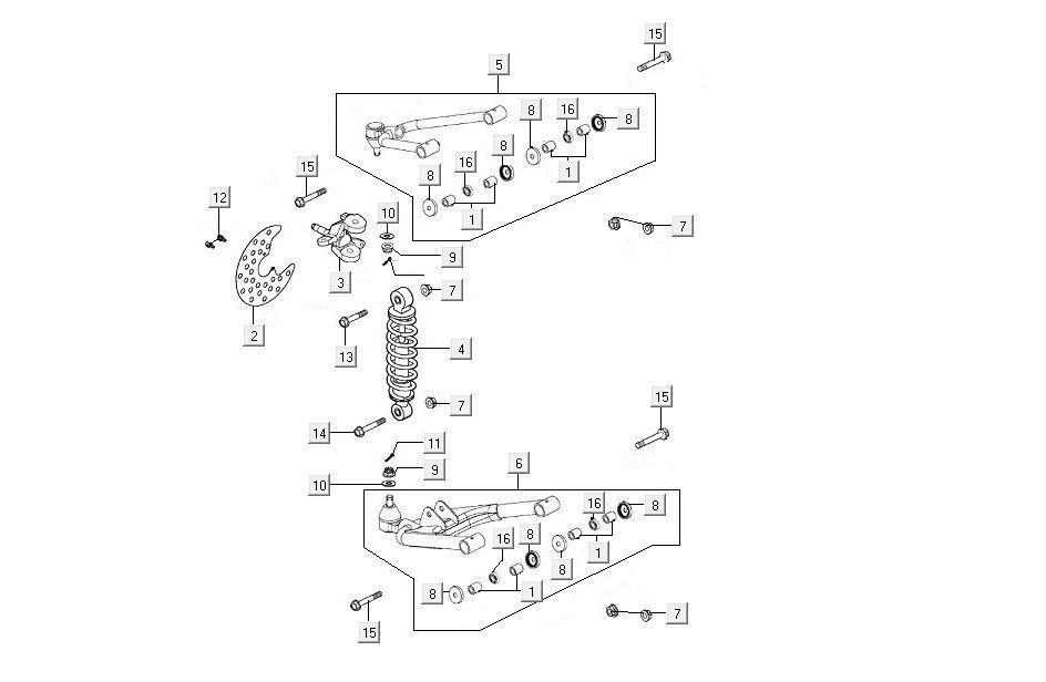 Schokbreker - Remschijf - Motorophanging links Kymco MXU 300