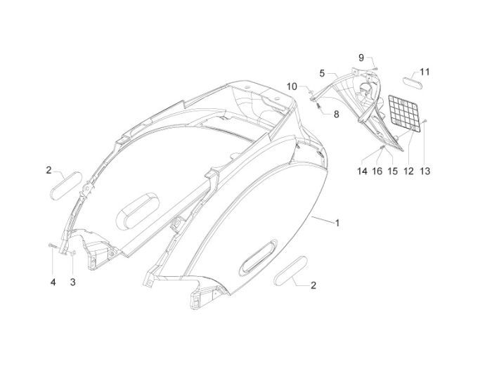 Motorschermen Piaggio Zip 2000 2-takt AC matzwart 168