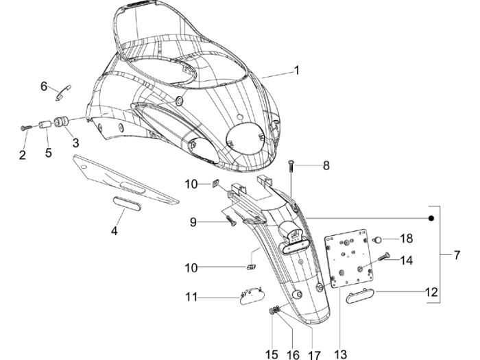 Motorschermen Piaggio Liberty 50 2-takt AC wit 595