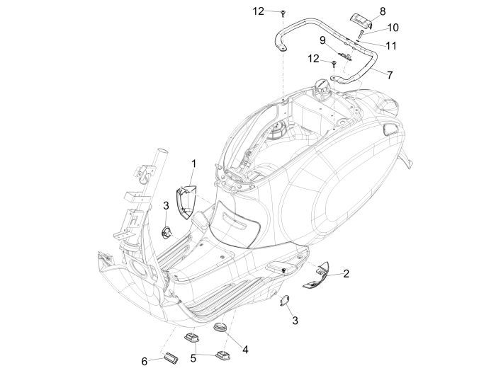 Framerubbers - Handgreep passagier Vespa Sprint mat geel 974/a
