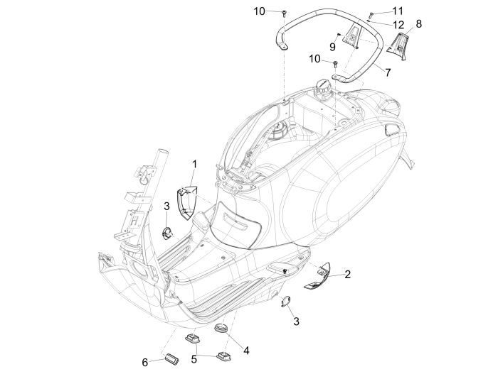 Framerubbers - Handgreep passagier Vespa Primavera 50 4-takt IGET 3V Euro 4 Zwart 98/A- 98/A