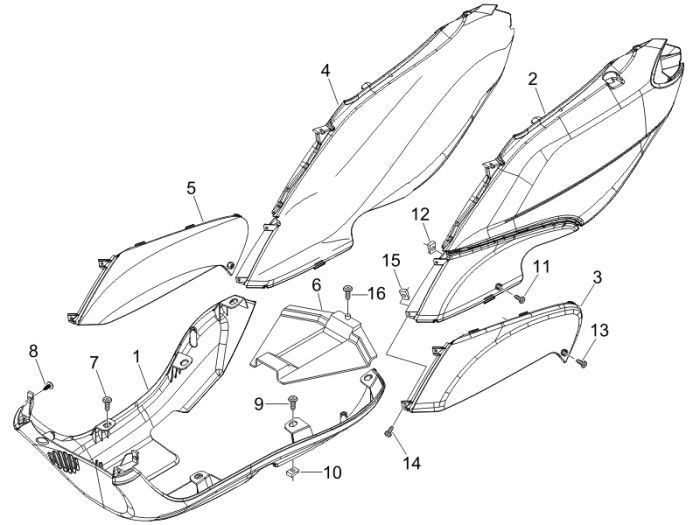 Onderspoiler Piaggio Fly 50 2-takt AC wit 724
