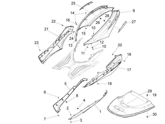 Onderspoiler Piaggio New Fly 4-takt 2V zwart 98/a