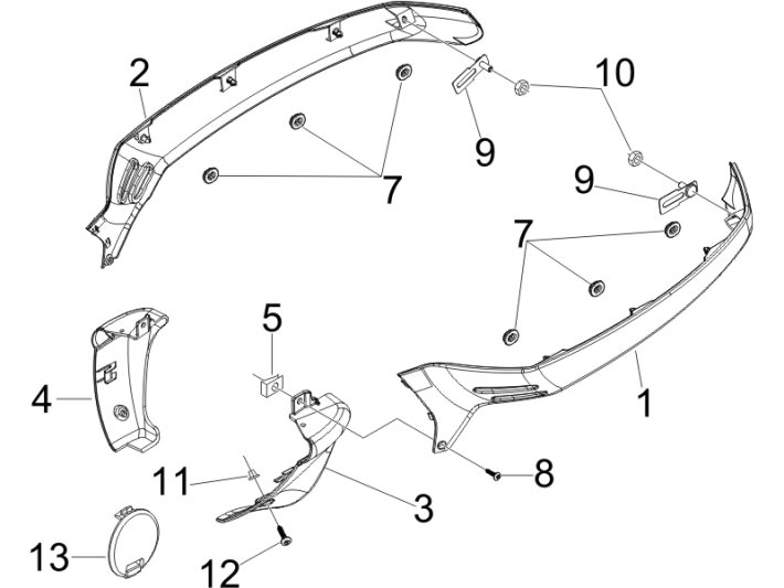 Motorschermen - Zijskirts Vespa GTS 250 ie 2005-2009 (met ABS) zwart 94