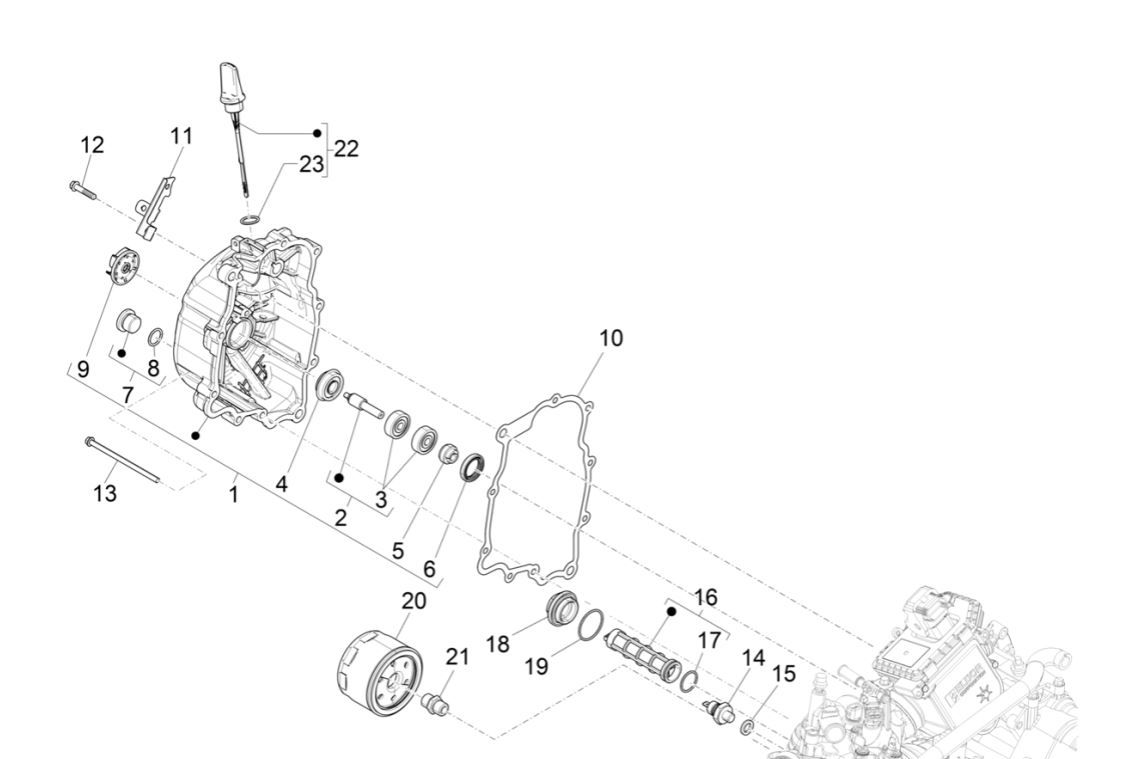 Waterpomp - Oliefilter Piaggio MP3 300 HPE / 300 HPE Sport ABS Euro 5 2020-2022