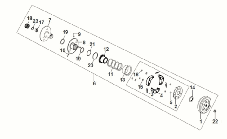 Driven pulley assy Sym Orbit III 50 E5