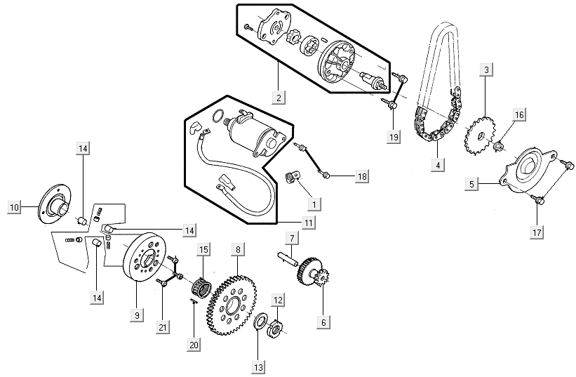 Startmotor - Startkoppeling - Oliepomp Kymco New Like 150i Euro 4