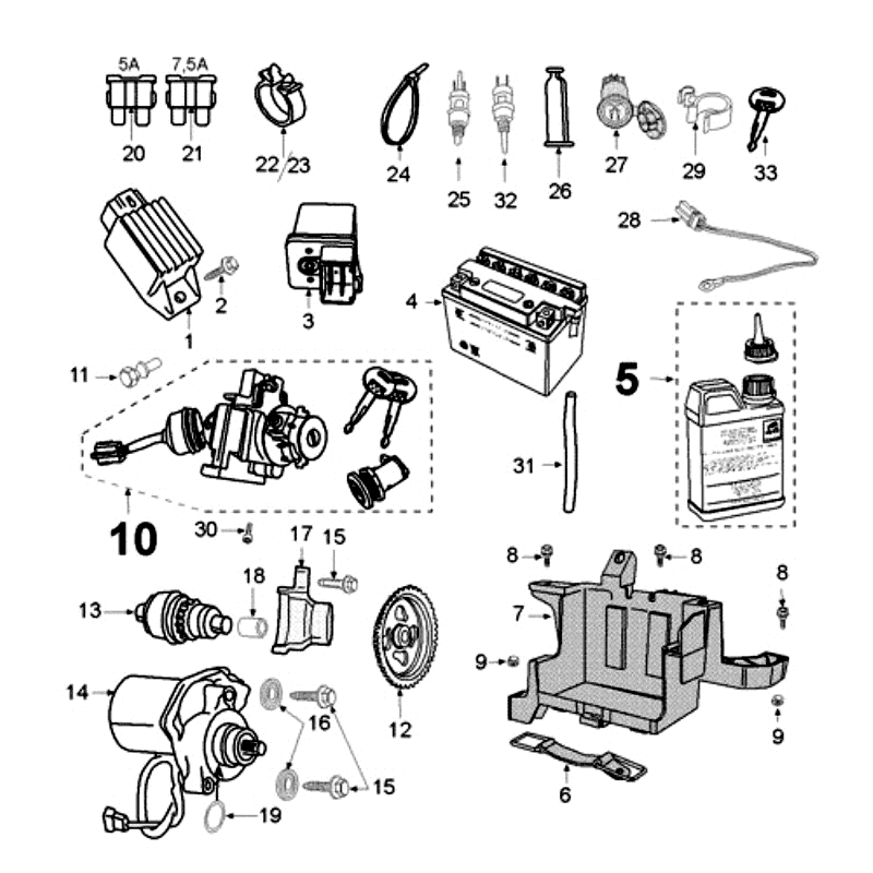 Elektrische delen - Bendix - Startmotor - Accu Peugeot New Vivacity 50 2-takt AC Donkerblauw