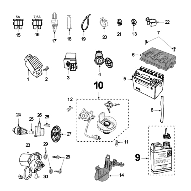 Elektrische delen - Bendix - Startmotor - Accu Peugeot Speedfight 3 50 2-takt LCN Saphire Blue (H1)