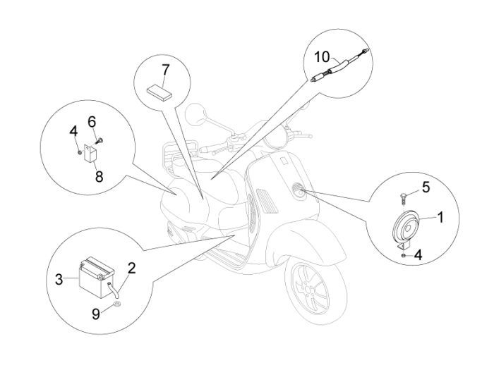 Elektrische delen Vespa LXV 4-takt 2V 25km/u