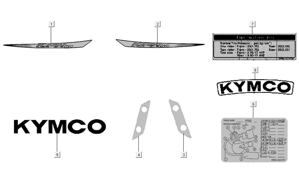 Emblemen - Stickers Kymco K-Pipe 4-takt Wit