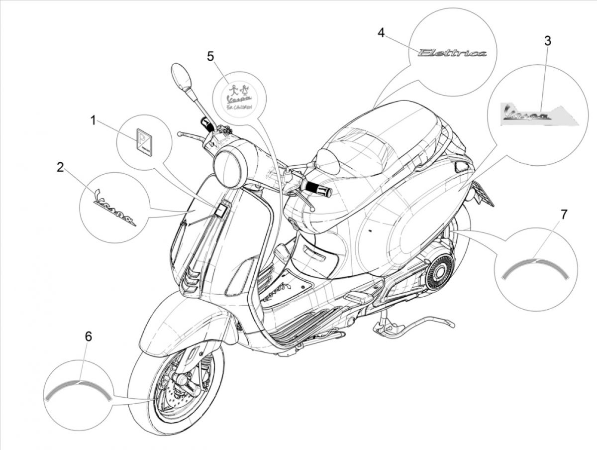Emblemen - Stickers Vespa Elettrica 2018-2019