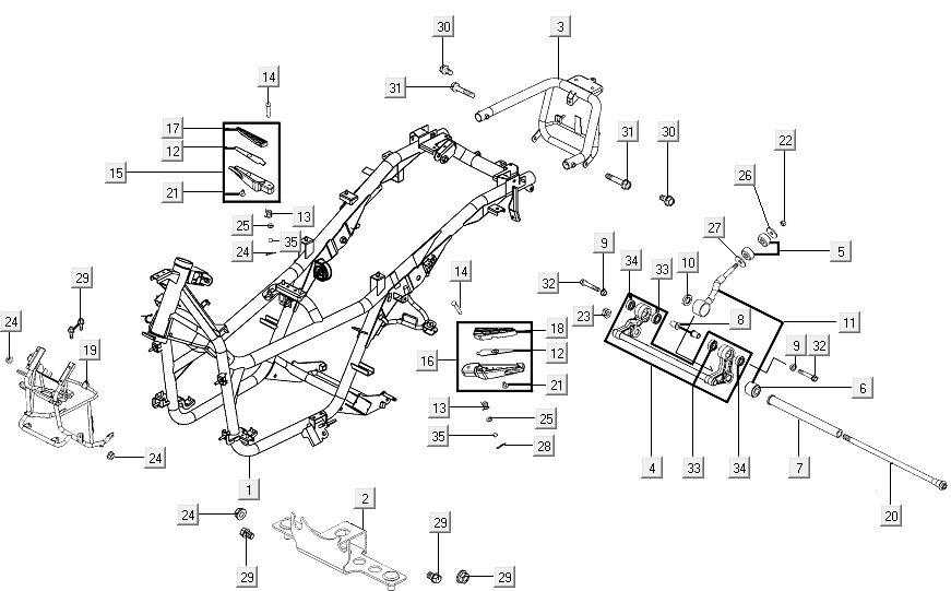 Frame - Motorophanging Kymco Xciting 500R EVO