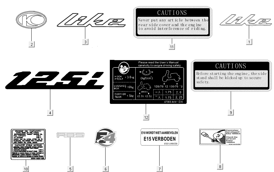 Emblemen - Stickers Kymco New Like 150i Euro 4