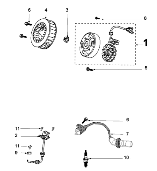 Ontsteking - Stator - Vliegwiel - Bobine - Pick up Django 50 4-takt Evasion