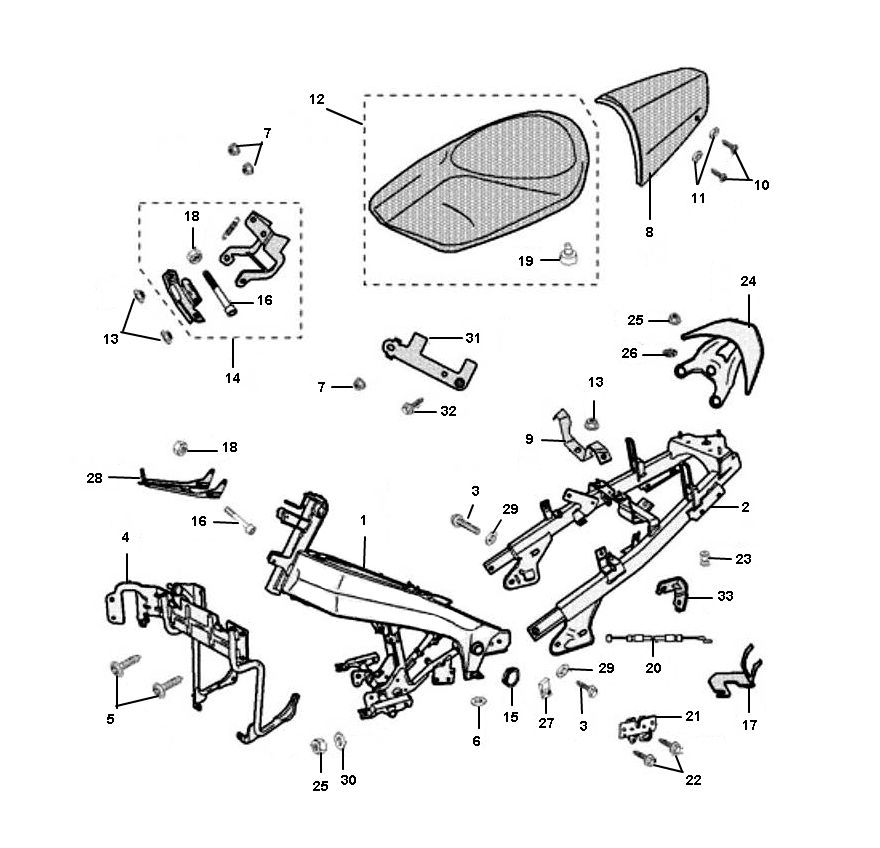 Frame- zadel Peugeot Jet force C-tech 2-takt