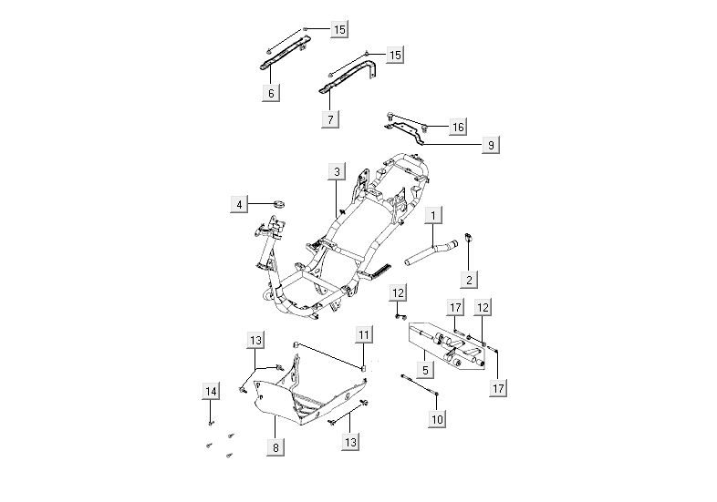 Frame - Motorophanging Kymco Agility Fat 12' 4-takt donkergrijs
