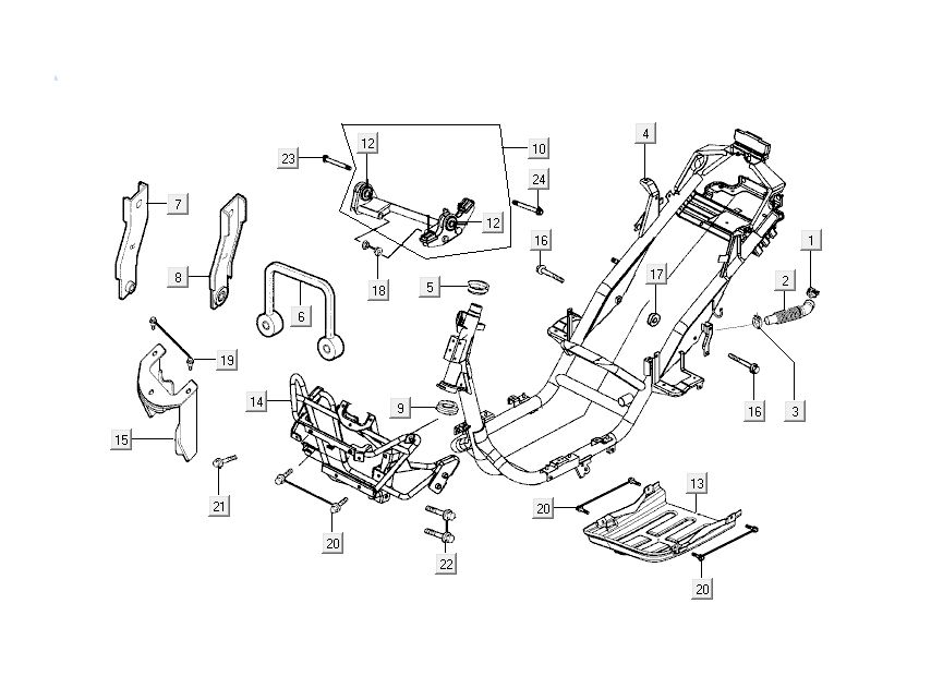 Frame - Motorophanging Kymco Grand Dink 2-takt Zilver