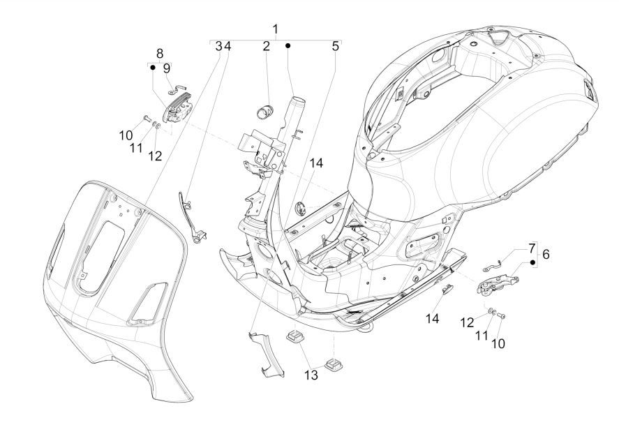 Frame Vespa GTS 125 IE technisch grijs 742/B