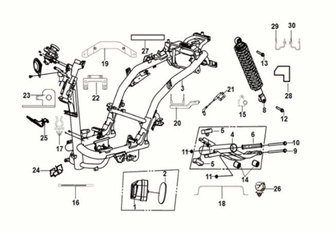 Frame body - engine hanger Sym Orbit III 50 E5