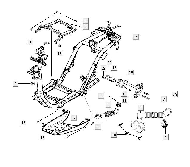 Frame Kymco Yup 50 2-takt AC zilver