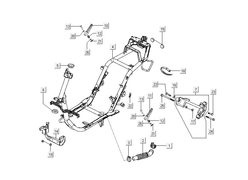 Frame Kymco Super9 2-takt nieuw model zilver