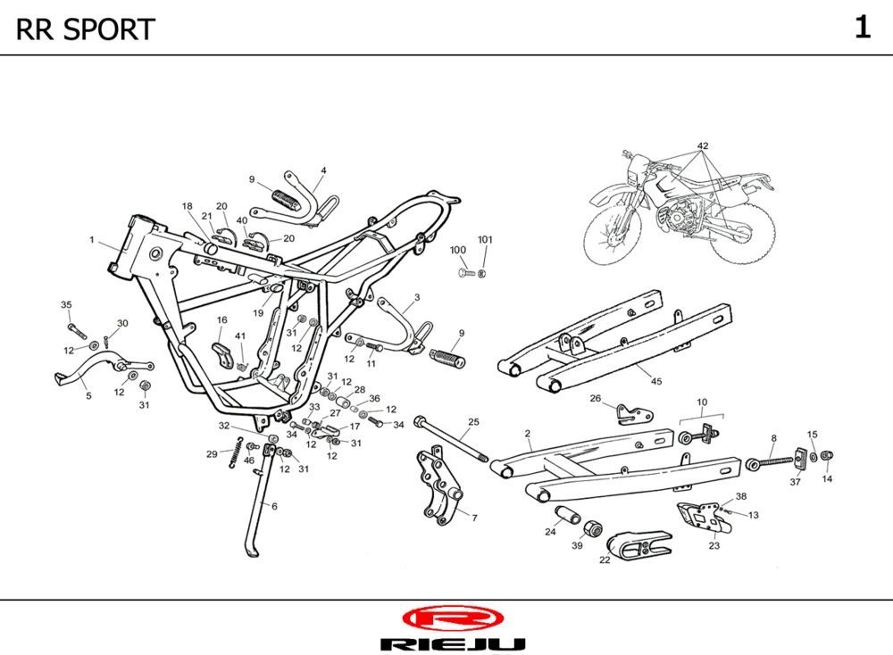 Frame Rieju RR Sport zwart- oranje 2002 2-takt