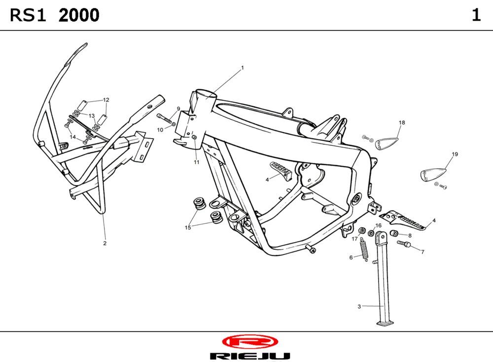 Frame Rieju Rs1 geel- blauw 2001 2-takt