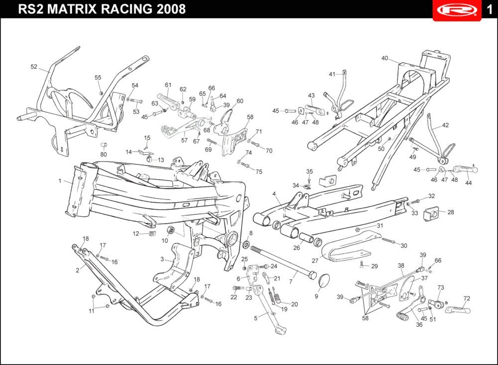 Frame Rieju Rs2 racing blauw 2010 2-takt