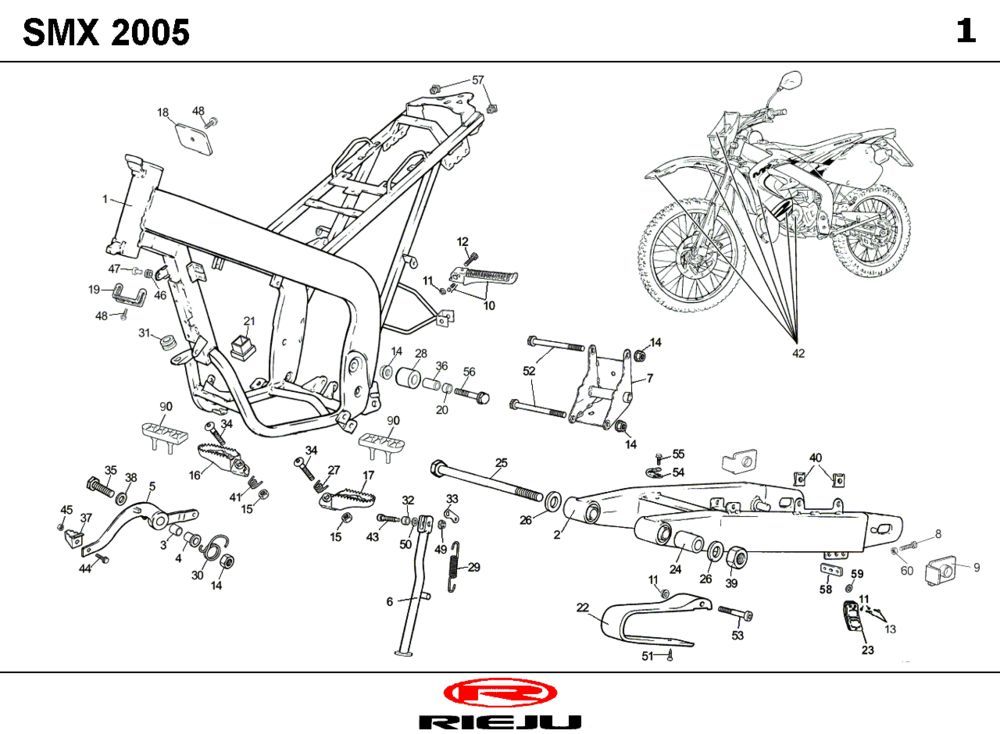 Frame Rieju SMX rood 2006 2-takt