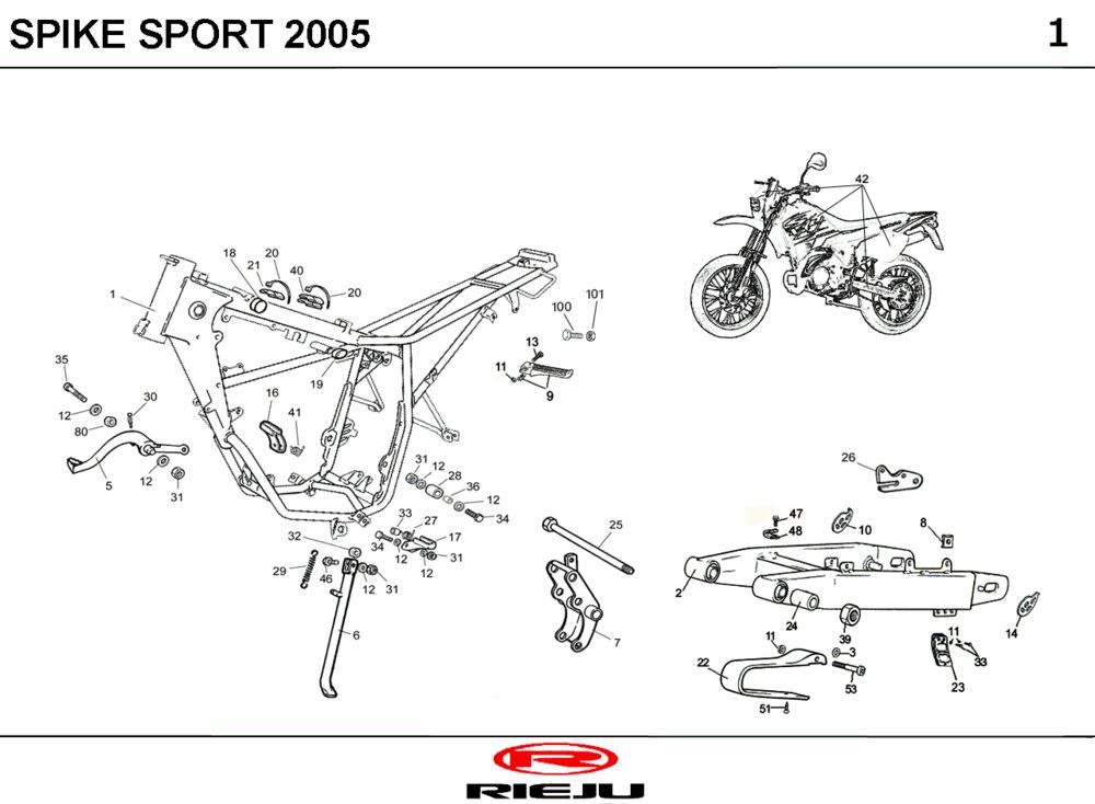 Frame Rieju Spike rood 2005 2-takt