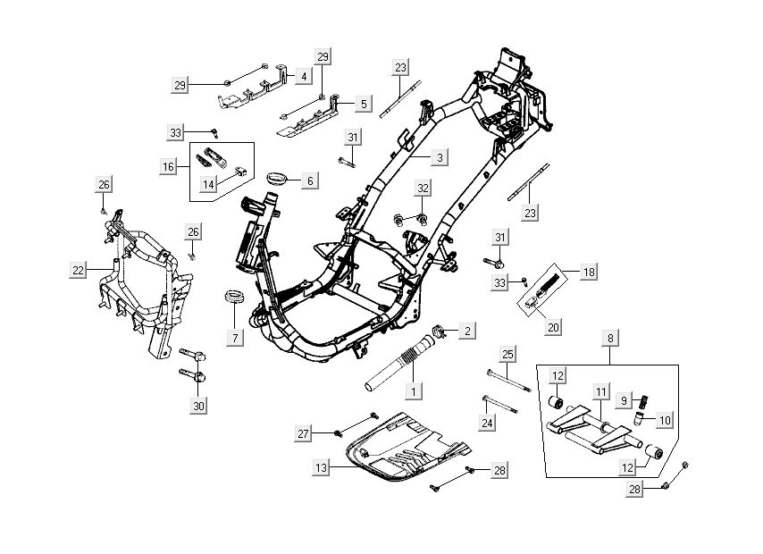 Framedelen Kymco New Dink 4-takt wit