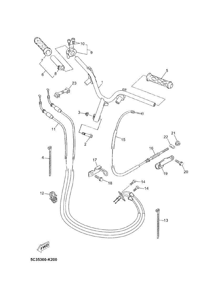 Stuur - Hanvatten - Gaskabel - Remkabel Yamaha Neo's 4-takt 2008→ Gashandel Zundapp GTS 50 529-026 tm 029