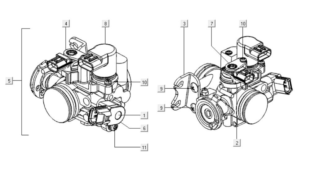Gasklephuis Kymco Downtown 300i wit