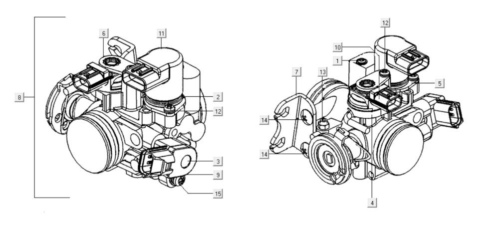 Gasklephuis Kymco Xciting 400i matzwart