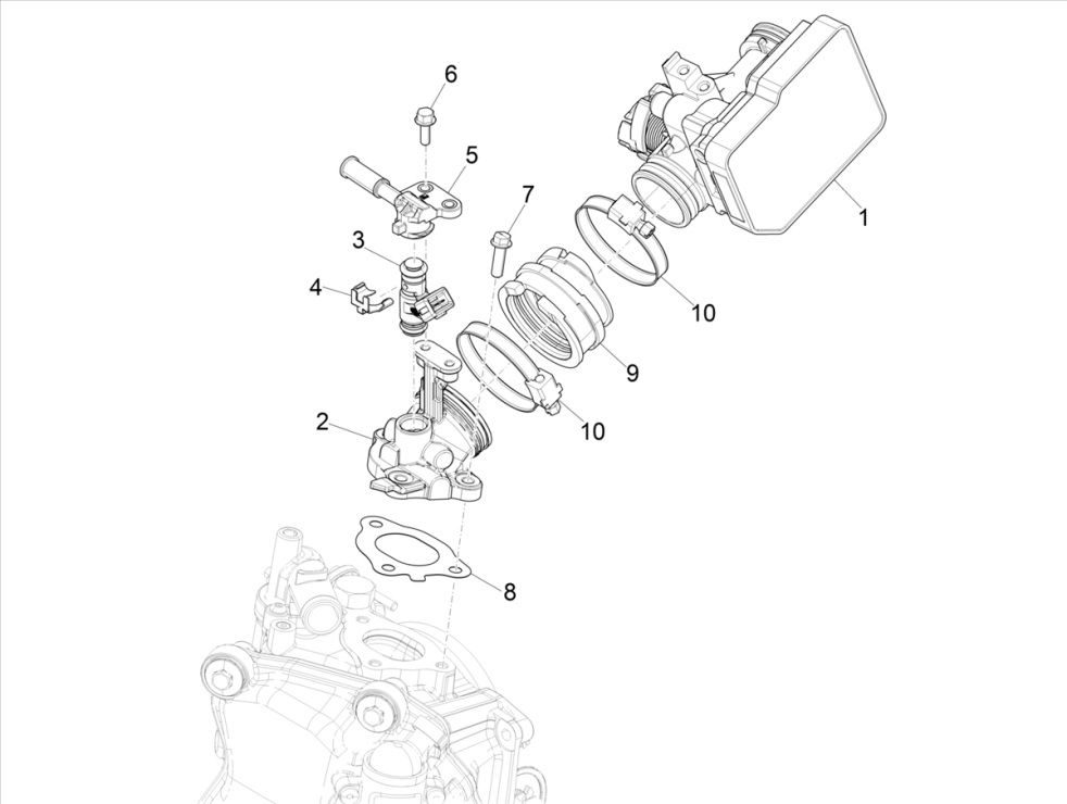Gasklephuis Vespa GTS 300 HPE 4V IE ABS Euro 4 2019