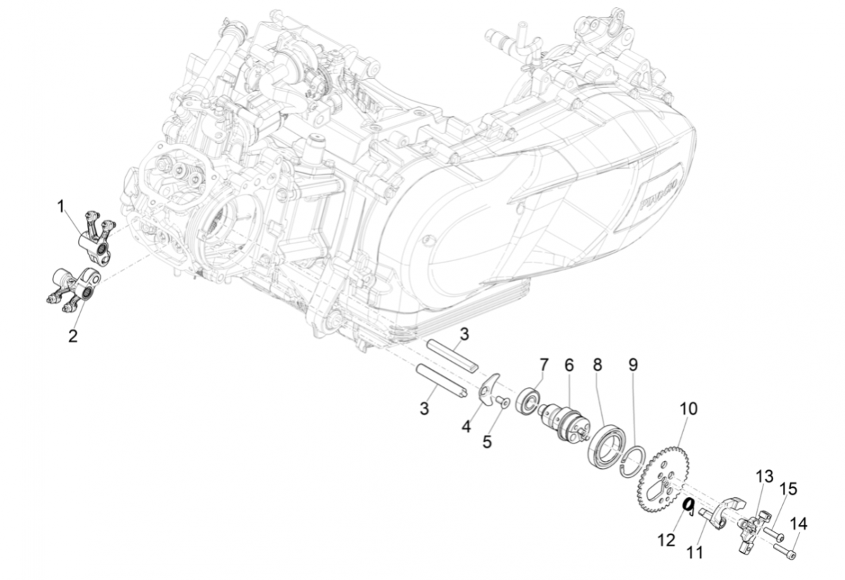 Nokkenas - Nokkenastandwiel - Tuimerlaars Piaggio Medley 125 ABS Euro 5 2021-2022