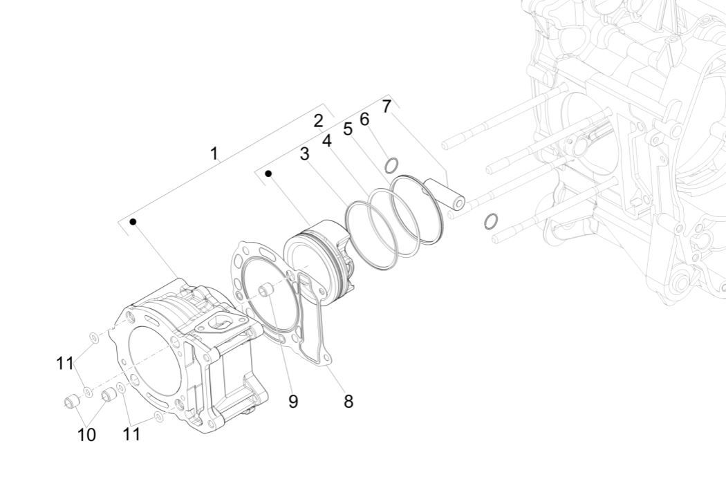 Cilinder - Zuiger Piaggio MP3 300 HPE / 300 HPE Sport ABS Euro 5 2020-2022
