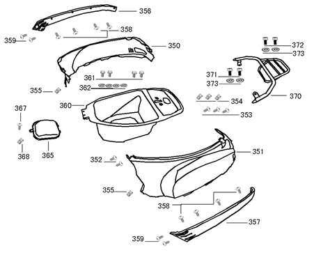 Helmbak - Motorschermen - Achterdrager China VX / Riva grijs (nardo gray)