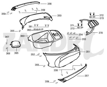Helmbak - Motorschermen - Achterdrager BTC Riva Sport flat mat antraciet