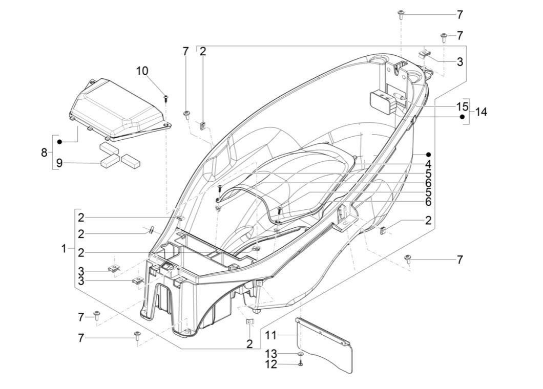 Helmbak Piaggio MP3 300 HPE / 300 HPE Sport ABS Euro 5 2020-2022
