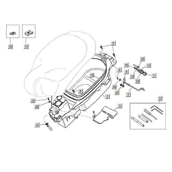 Helmbak Aprilia Mojito Custom 50 2-takt (Piaggio motor) 2004-2010
