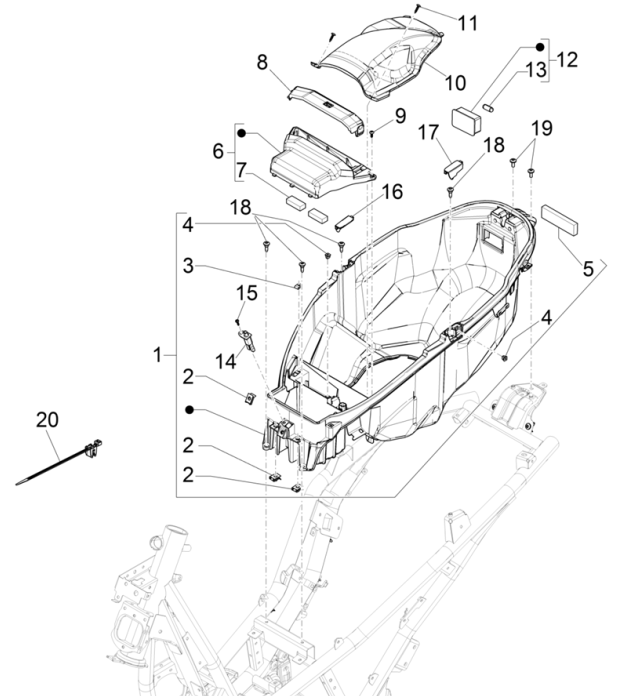 Helmbak Piaggio Beverly 300 HPE 4V ABS Euro 5 2021-2022