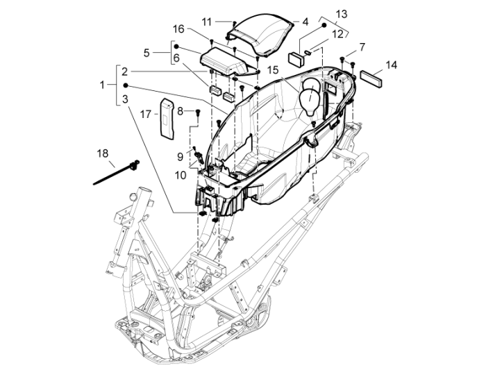 Helmbak Piaggio Beverly 350 Sport Touring Euro 3 2013-2014