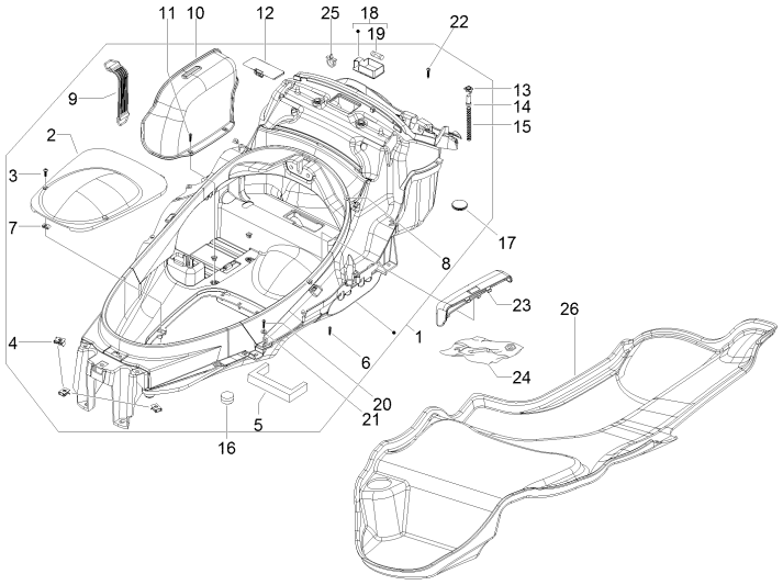 Helmbak Piaggio MP3 300 LT Sport 2009-2014