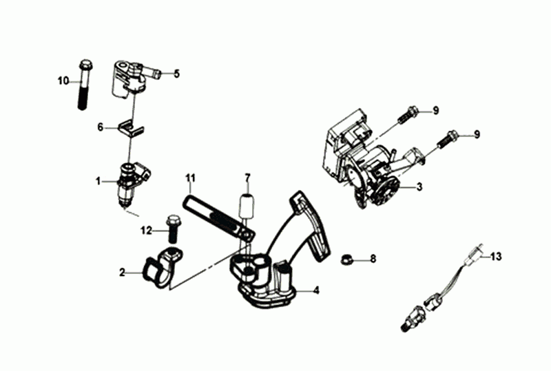 Gasklephuis - Injector - Inlaatspruitstuk Sym Mio 50i