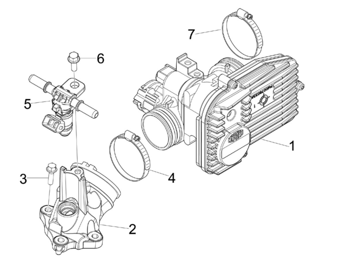 Gasklephuis - Injector - Inlaatspruitstuk Piaggio Beverly 300 IE ABS Euro 4 2016-2020